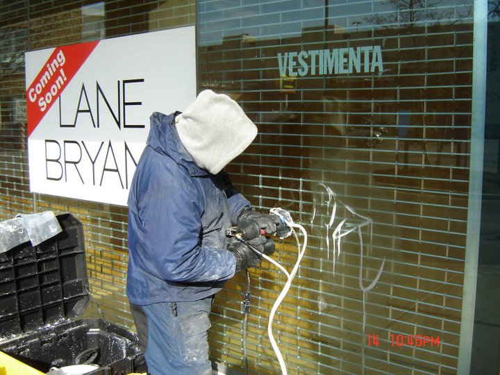 Acid Etching Window Graffit Removal Chicago